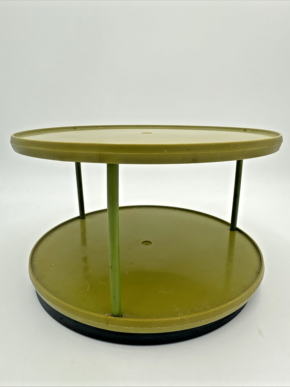 Vintage Space Saver Twin Tier Round Spice Rack Avocado Green MCM